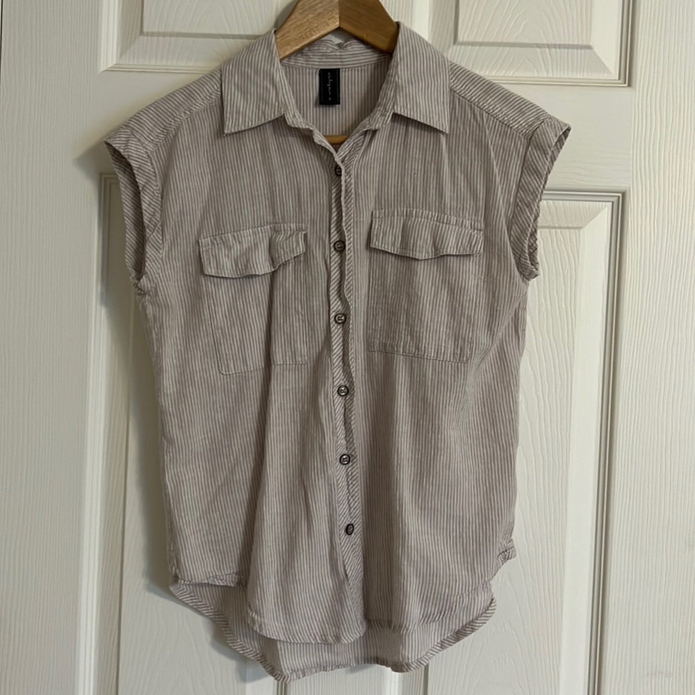 Cream and white pinstripe blouse